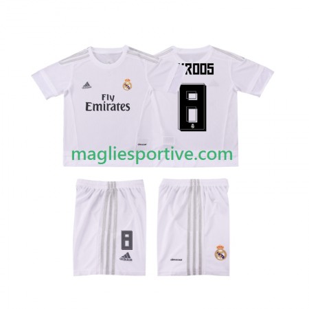 Completo Calcio Real Madrid KROOS 8 2015 2016 Retro Bambino Divisa Prima